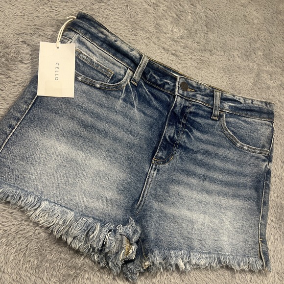 Cello Pants - Cello Jean Shorts Women's Large 32x3 Willow Breeze High Rise Denim Frayed Hem